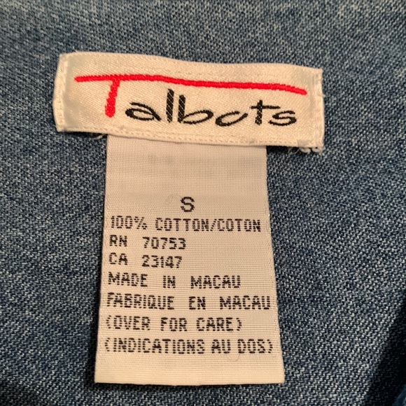 Talbots Denim Button Down, Embroidered Birds Design, Oversized Fit, Fall Ready! - Picture 4 of 8